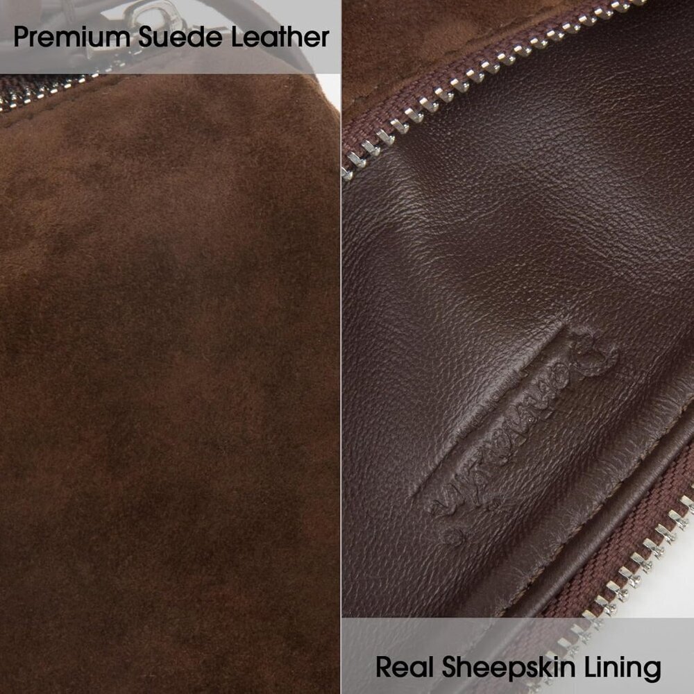 women coffee Suede Leather Small Crossbody Shoulder Bag with Adjustable strap - Picture 6 of 9